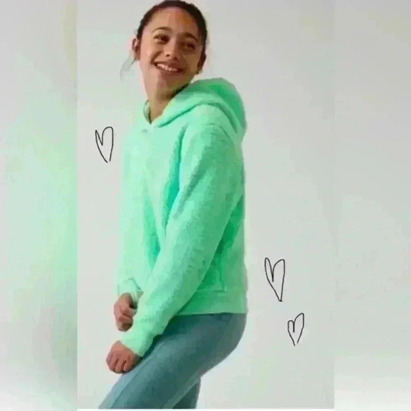 Athleta Girl So Snug Sherpa‎ Hoodie  with Pockets Green size XXL (16) - Picture 1 of 11